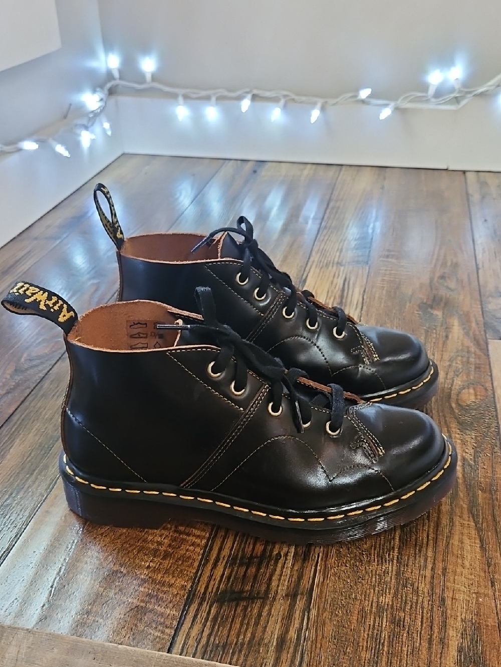 Dr. Martens‎ Black Leather Chukka Boots with Yellow Stitching